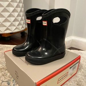Hunter Toddler Girls Classic Grab Handle Rain Boots w/ Original Hunter Box